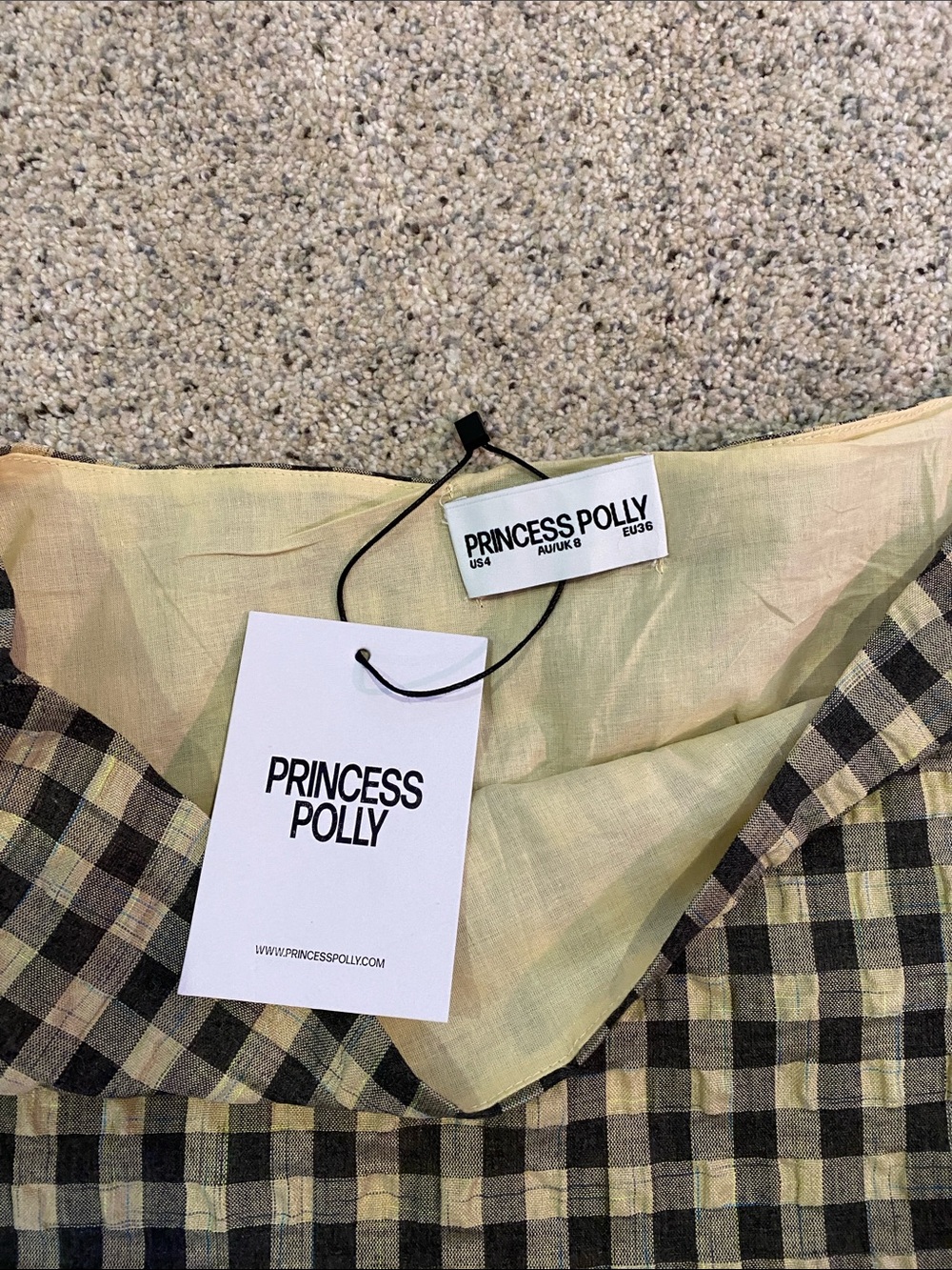 Princess Polly Black & Tan Gingham A-Line Mini Skirt - Picture 3 of 4